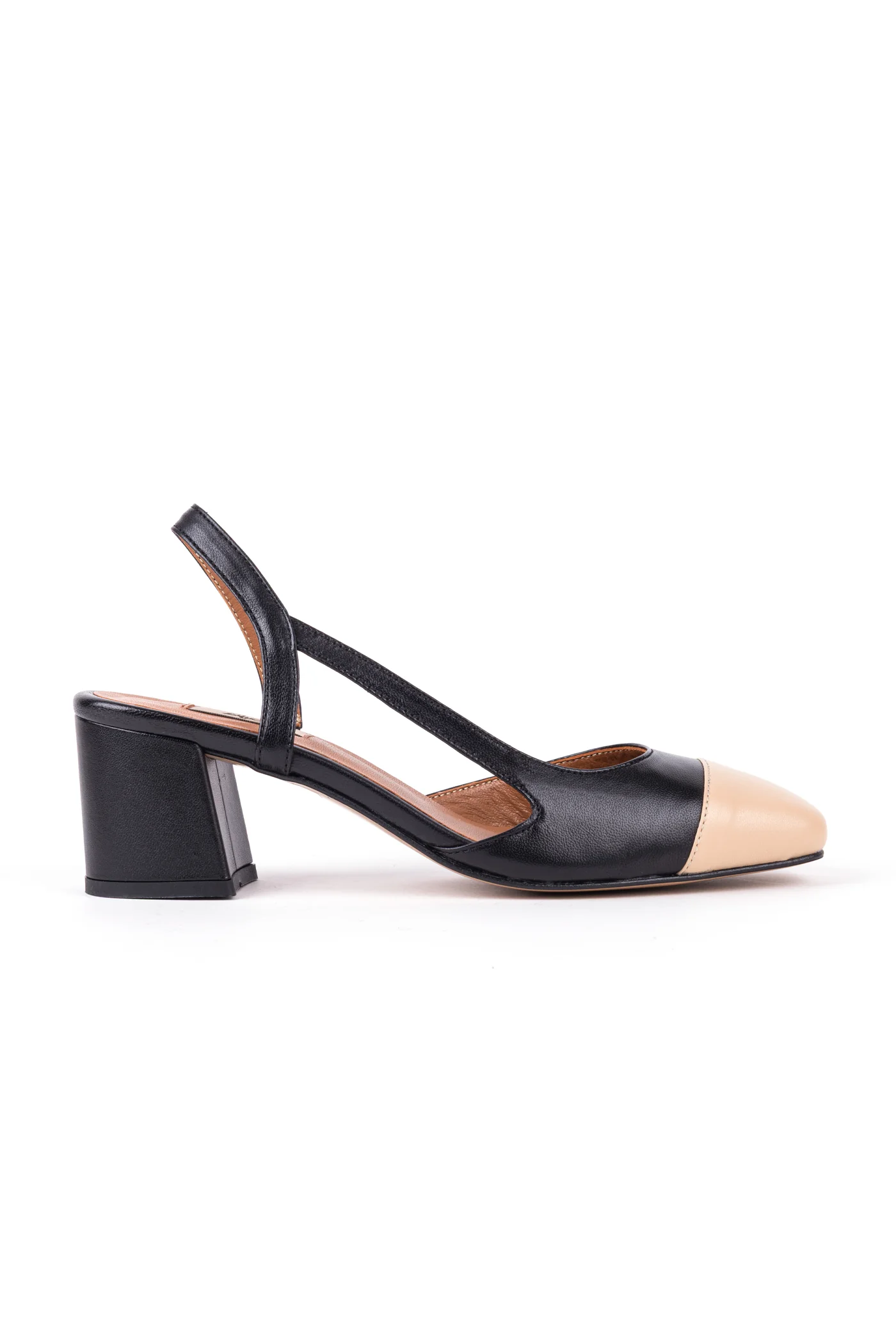 Slingbacks de salto médio em pele